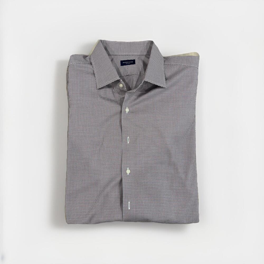 CUSTOM PROPER CLOTH MENS DRESS SHIRT 19/36 ~3XL RED BLUE GINGHAM VGC!